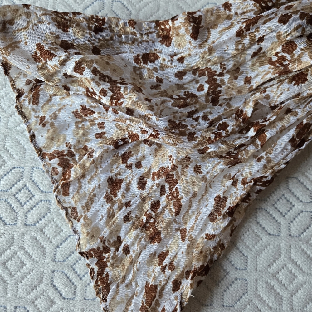 Elegant Brown White Tan Abstract Pattern Scarf